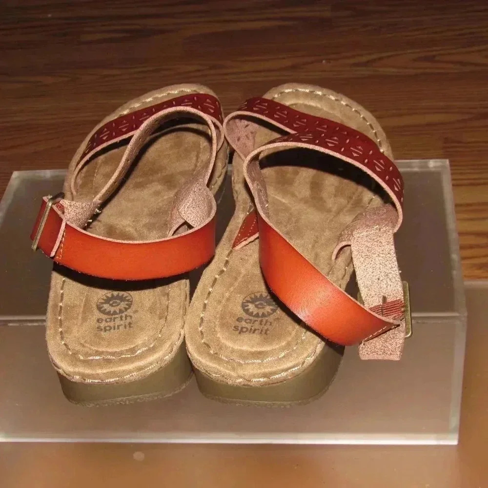 EARTH SPIRIT Orange Sandals Size 11 - Picture 4 of 5